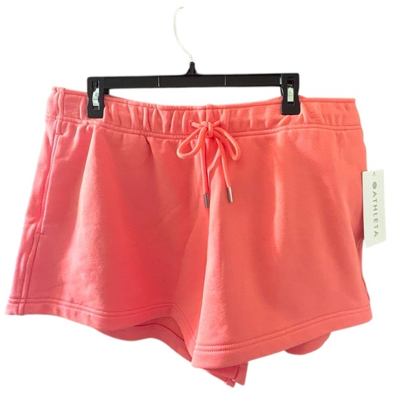 NWT Athleta Women’s Sz XL Heavyweight Terry Sportie Short in Mimosa Pink - Picture 2 of 11